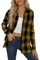 NONSAR Chemisier à Carreaux pour Femme - Boutonnière - Manches Longues - pour la fête de la bière - Tunique décontractée - Col en V - en Flanelle, Plaid04-gelb, M