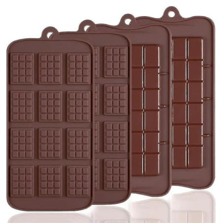 SGERUFZ 4 Pcs Stampi Cioccolatini in Silicone Mini Stampi Antiaderenti per Tavolette di Cioccolato Caramelle Decorazioni Natalizie per Torte Fai da Te Ideali per Cottura al Forno