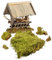 Set aus Futterkrippe und Moos für Weihnachtskrippe – Handgefertigte Holzkrippe ca. 10 x 10 cm mit Moosbegrünung, Krippenzubehör, Krippenbedarf für Modellbau und Miniaturwelten