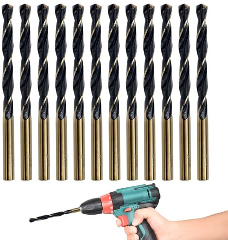5mm Drill Bit, 12pcs Drill Bits for Metal, M2 HSS Drill Bits Set Black Nitride & Gold Titanium, 5mm Wood Drill Bit, Small Drill Bits for Stainless Steel Aluminum Alloy Metal (0.197)