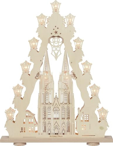 Rudolphs Schatzkiste Schwibbogen Kölner Dom mit Einer LED-Innenbeleuchtung Natur BxHxT 52x67x6cm NEU Schwibbogen Leuchterbogen Gottes Haus Dom Kapelle Leuchterbogen Lichterbogen Motivleuchte LED