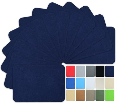 WILDREEDS Premium Quality Fabric Iron on Repair Patches 100% Cotton Iron on Patches for Clothing Inside & Outside Strongest Glue 3 by 4-1/4 (7.5 cm x 10.5 cm)-Navy Blue