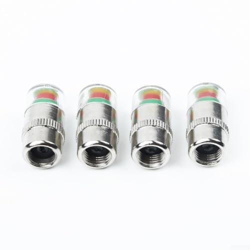 TirePressure Cap Dust Monitor für Autoventile, 4er Set, Edelstahl, Visuelle PSI/BAR Schilder