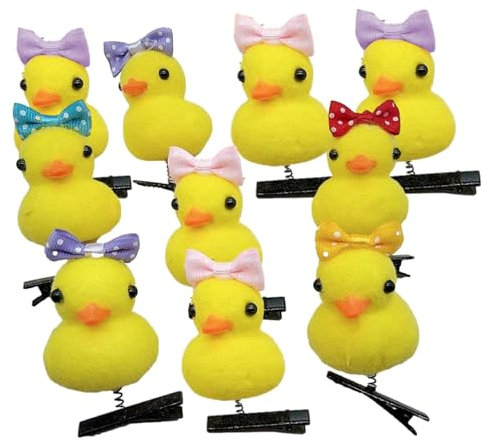 Krmoau Enten-Haarspange,Süße gelbe Enten-Haarspange,Cartoon Ente Tier Kopfbedeckungen 10 Stück | Weiche gelbe Enten-Haarnadeln, lustige Tier-Haarspangen für Kinder und Frauen, Kopfschmuck