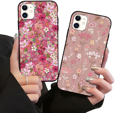 Zrutru 2 Pack Floral Phone Cases for iPhone 11 Pressed Real Flowers Design Flower Funda for Girls Women,Soft TPU Cover for iPhone 11 6.1 Inch