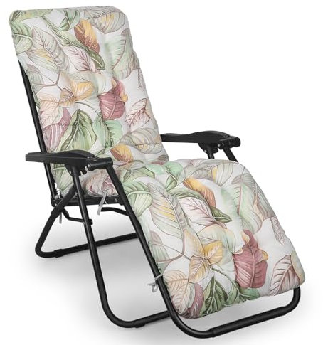 Zyncove Sun Lounger Chair Cushion Deckchair Cushion Thick Garden Lounge Chair Cushion Replacement with Non-Slip Top Cover and Tie rope, 170x53x8cm (Colorful Leaves)