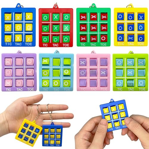 Guyode 8 Stück Tic Tac Toe Spiel Schlüsselanhänger Mini Tic Tac Toe Mitgebsel Schlüsselanhänger Game Keychains für Party Weihnacht Mitgebsel Geburtstag Jungen Mädchen