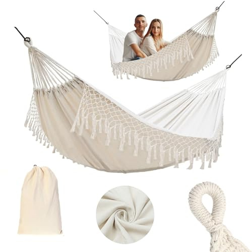 Rea, Tutumi Einzel-Hängematte für den Garten 400256 White, Entspannung pur im Boho Stil - 270X150X1CM