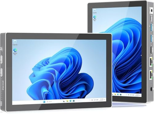 HEIGAOLAPC Mini PC Win 11 Pro, 12 Gen N95 (3,4 GHz), 7 Zoll Bildschirm 8GB RAM 128GB eMMC mit Akku, USB-C Mini Computers, 2.5GbE LAN Desktop Computer, Dual Display 4K 60Hz HDMI WiFi 5 BT 5.0