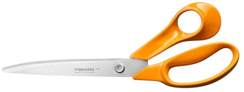 Fiskars Classic Grands Ciseaux Universels de Bricolage et de Tissu, Pour Droitier, Longueur Totale : 25 cm, Vis Torx Améliorée et Poignée Plus Ergonomique, Acier de Qualité/Plastique, Orange, 1075038