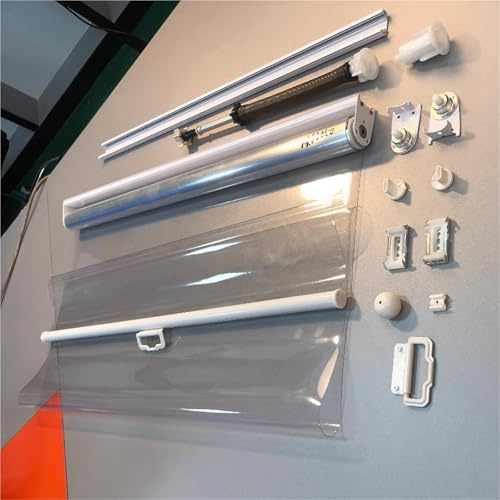 Klares Wasserdichtes Rollo für Außen-Pergola/Balkon/Terrasse/Bad | Schnurlos mit Griff PVC-Rollo | Wetterfest UV-Beständig HD-Transparent | Supermarkt-Display(W140xH180cm)