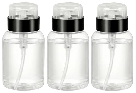 ASTRQLE 3Pcs 6.8oz Clear Nail Polish Remover Pump Bottle for Nail Salon | Quantitative Liquid Output, Refillable Reusable, Leakproof Flip Cap, Easy Clean, Spill Resistant, Push Down Dispenser Bottle