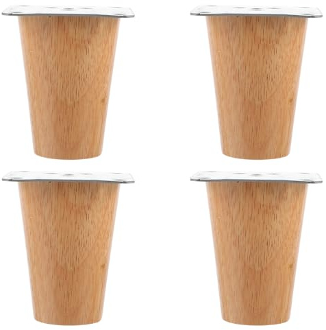 FUTUREORYY 4 Sätze Massivholz Möbelbeine Nordic Stil Möbelbeine aus Holz mit Montageplatten und Schrauben für Sofa Schrank Tisch Verstellbar Einfache Montage