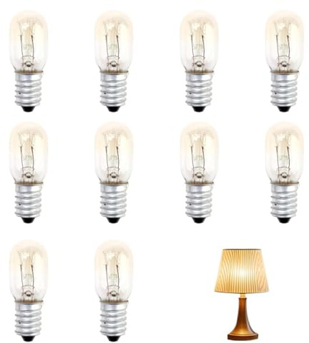 Qehyuelefu 10 Pcs 15W E14 Screw Salt Lamp Bulb 240v, Fridge Bulb 15W Screw | Warm White 2700K Incandescent Light Bulbs for Small Screw Pygmy, Scentsy Light Bulb Wax Warmer Light for Himalayan