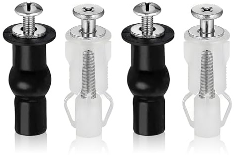 Viti per sedile WC, kit di fissaggio superiore, 4 pezzi, universali, per coperchio WC, cerniere con foro cieco, bulloni e dadi di ricambio