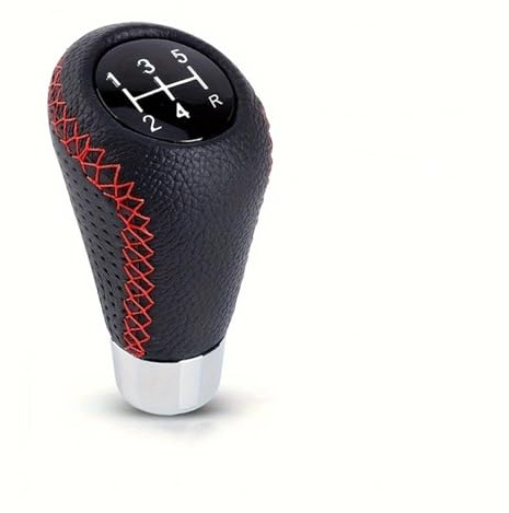 Universal Schaltknäufe Universal 5-Gang-Schaltgetriebe Leder Red Stitch Schaltknauf Auto Stick Knob Hebel Getriebe M8 M10 M12(Red Stitch)