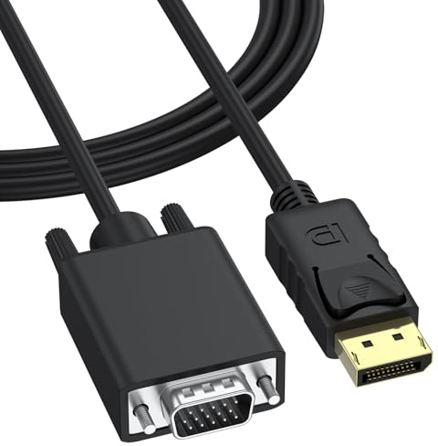Meliya DisplayPort to VGA Cable 1.8M, Display Port DP to VGA 1080P@60Hz Adapter Converter Male to Male Braided Cord for Desktop Laptop Computer to Monitor Projector TV