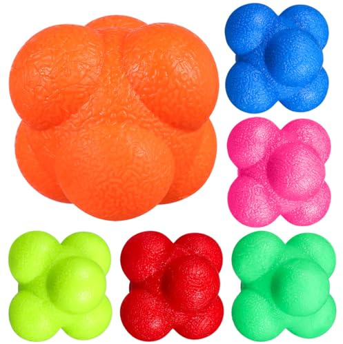 TOYANDONA 6Er-Set Reaktionsball Reflexball Mit Sechseck-Design Für Agility-Training Hand-Augen-Koordination Und Reaktionsgeschwindigkeit Für Baseball Tennis Badminton Fußball