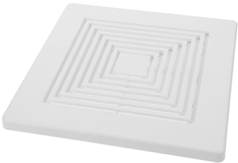 jojofuny Square Bathroom Exhaust Fan Cover 12x12 Inch with Spring, White Ceiling Vent Grille Replacement for Shower Extractor, Wall-mount Bath Ventilation Air Diverter