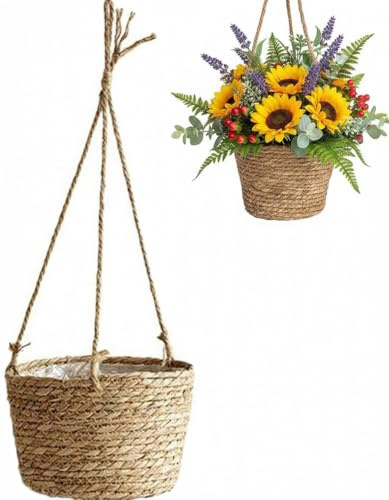 AcryStelith Panier Suspendu de Plantes en Corde Tissé, Braun Jardinière Suspendue, Pot De Fleurs, pour Plantes Intérieure ou Extérieure
