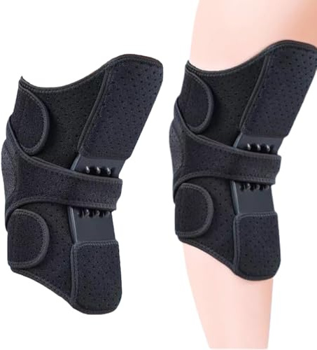 GUUZETU 2026 Rinforzatore di supporto per ginocchio aggiornato per anziani, ginocchiera a molla con cuscinetto stabilizzatore rotuleo, dispositivo di assistenza al ginocchio regolabile (Black)