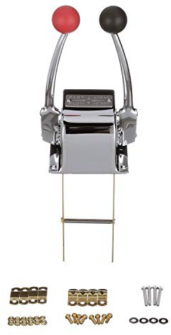 SEACHOICE Control de doble palanca, latón cromado, pomos rojos y negros, 8-5/16 pulgadas de alto