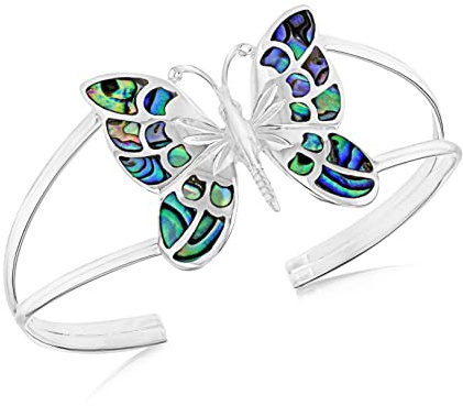 Tuscany Silver Damen Armreif Sterling Silber Pavéfassung Muschel Schmetterling