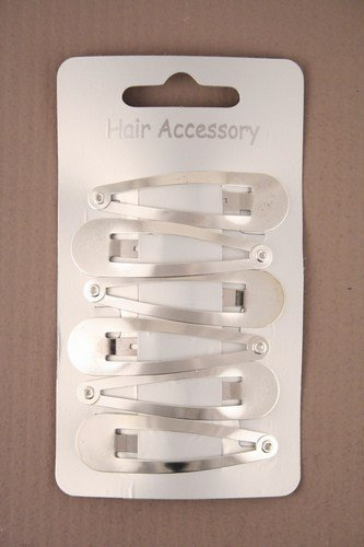 6 Silver Shiny Hair Slides IN305