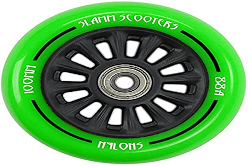 Slamm Scooters 100 mm Nylon Core Räder, Unisex Erwachsene, Unisex-Erwachsene, SL509_Green_100 mm, grün, 100 mm