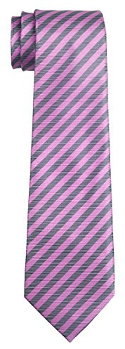 Retreez Corbata de microfibra a rayas para niño 8-10 años - Rosa y gris