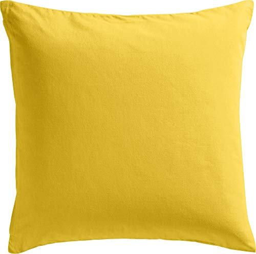 REDBEST Kissenhülle, Kissenbezug Uni Seattle, 100% Baumwolle gelb Größe 40x40 cm - Robustes, glattes Gewebe, mit praktischem Reißverschluss
