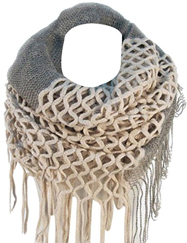 TININNA Winter Warme Gestrickt Strick Schal Quasten Schlauchschal Strickschal Winterschal Beige EINWEG Verpackung