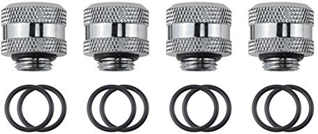 bxqinlenx Silber Chrom G 1/10,2 cm auf ID 10 mm, OD 14 mm PETG Triple Dichtung Fassung für Computer Wasserkühlung durch Gemeinsame gerade Gelenk (4 PCS)