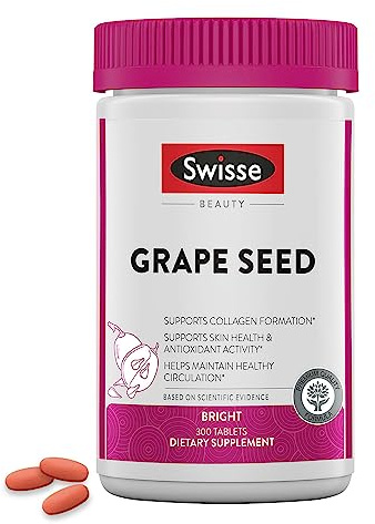 Swisse Grape Seed Extract Capsules | Grapeseed Extract Antioxidant Supplement |with Vitamin C for Skin & Collagen Support | 5 Month Supply