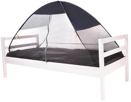 Deryan Bettzelt Pop Up - Moskitonetz Doppelbett - Moskitozelt Pop Up - Insektenschutz Bett - Faltbar und Leight - 200x90x110cm - Mückennetz Bett & Moskitonetz Reise Mit Tragetasche - Grau