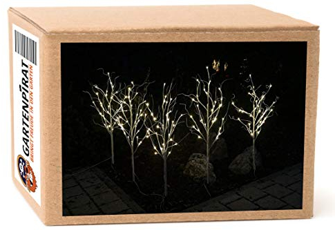 Gartenpirat Gartenbeleuchtung 5er Set LED – Gartenleuchte mit Erdspieß und Timer – 120 cm lang