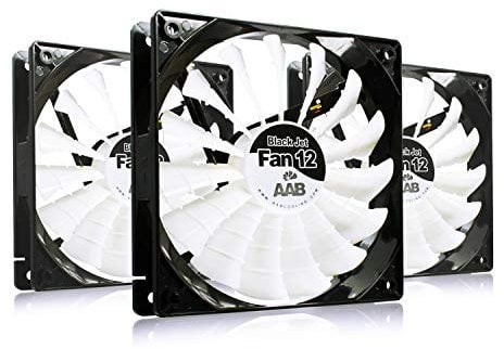 AABCOOLING Black Jet Fan 12 - Efficient 120mm Fan, High Airflow, Silent Case Fan, White Blades, 12V, Processor Cooler, Intake Fan - Value Pack 3 Pieces, 20,9 dB(A), 100 CFM, 1600 RPM