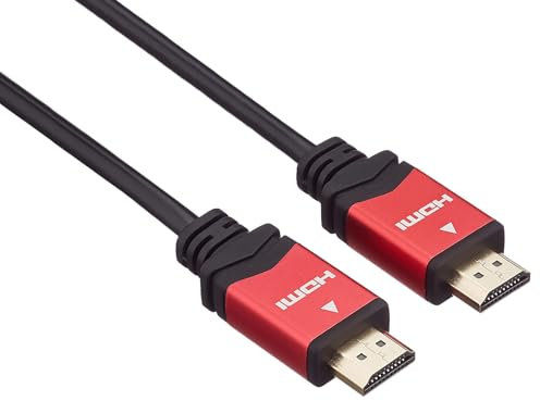 PremiumCord Cable HDMI 4K de Alta Velocidad M/M, 10,2Gbps con Ethernet, Compatible con Vídeo 4K@30Hz, Full HD 1080p, Deep Color, ARC, HDR, Dolby TrueHD, Conectores Chapados en Oro, Negro/Rojo, 2 m