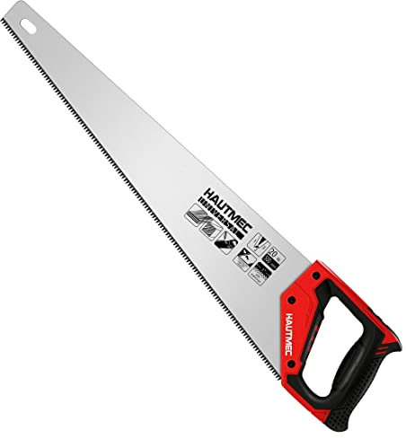 HAUTMEC Universal Hand Saw, 500mm (20″) 8 TPI General Handsaw for Wood, Laminate & Plastic, Long Wood Saw with Triple-Ground Teeth & Ergonomic Handle - HT0025