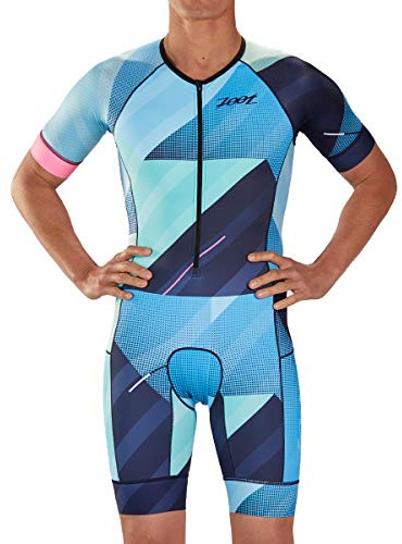 Zoot Combinaison de Course de Triathlon pour Hommes Aero Style Cali avec Manches, éléments réfléchissants, SPF 50+, Deux Poches arrière et Une Fermeture éclair de 15 cm sur Le Devant Taille S