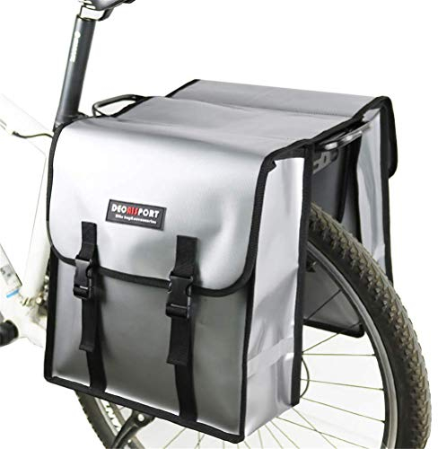 TentHome Fahrradtasche Gepäckträger Satteltasche Gepäcktasche Fahrrad Gepäckträgetasche Rücksitztasche Doppelpacktasche, 40L, Cycling Zubehör (Silber)