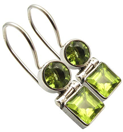 SilverStarJewel Peridot 2 Stein Ohrringe 2,5 cm 925 Sterling Silber Geschenkschmuck
