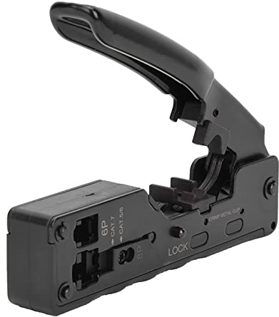 Crimpadora Cat 7 Pasante Crimper Feed through Crimp Tool Pass-Thru Network Ethernet Crimper Tool 8P 6P RJ45 RJ12/11 Alicates de Cable de Red Conector RJ Alicates de Engaste
