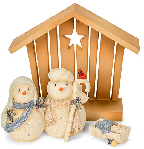 Enesco Heart of Christmas Schneemann Krippenfiguren-Set, 11,4 cm, Mehrfarbig