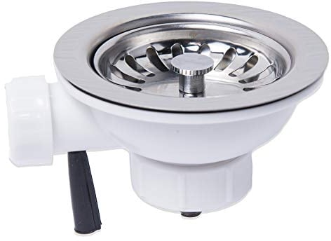 NRG 90mm Stainless Steel Kitchen Basket Strainer Sink Waste Drainer Plug with Overflow Connection