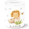 SpecialMe® Kinder Spardose mit Namen Dino Baby Dinoaurier Tier Motiv Sparschwein Keramik Stegosaurus weiß Unisize