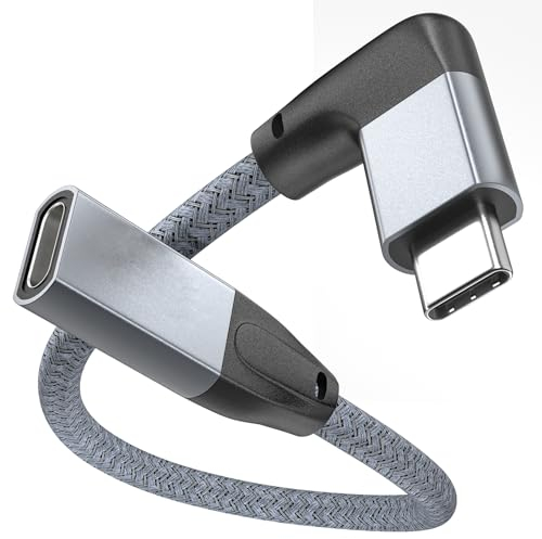 UseBean Cable extensión USB C ángulo Recto 0.2M, 90 Grados Vídeo 4K@60Hz Gen2 20 Gbps USB-C 3.2 Macho a Hembra, Carga Rápida 100W, para MacBook Pro/Air, iPad Pro, Nintendo Switch, Steam Deck