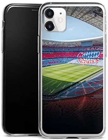 Slim Case kompatibel mit Apple iPhone 11 Silikon Handyhülle transparent Hülle extra dünn FC Bayern München FCB Stadion