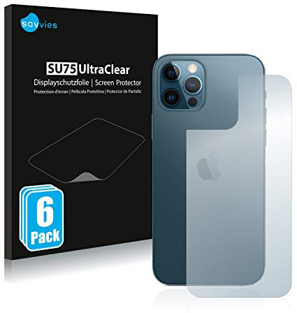 Savvies 6 Pack Screen Protector compatible with Apple iPhone 12 Pro (Back) Protection Film Clear