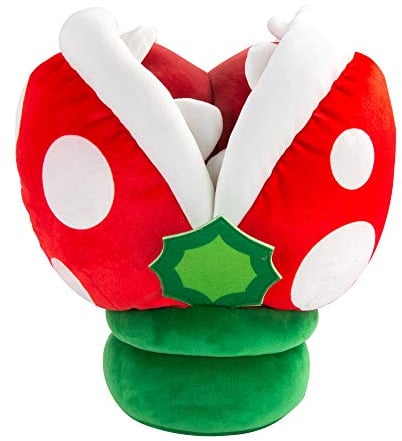 Mocchi Mocchi Mega Piranha Plüschtier 40cm, Nintendo & Mario Merchandise, Schlafzimmerzubehör für Kinder, Kuscheltier, Super Mario Stofftier für Jungen und Mädchen, geeignet ab 3 Jahren +
